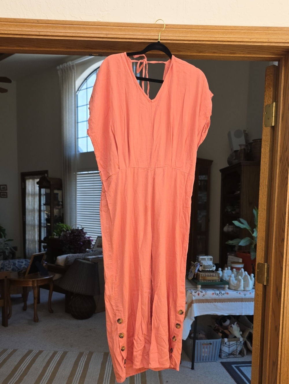 Kensie Coral Jumper with Button Hem